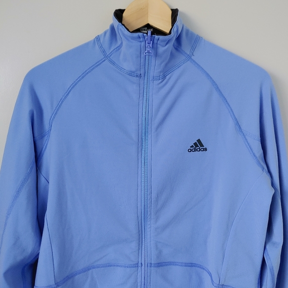 Adidas Reversible Jacket Climalite Size Large Cornflower Blue Black - Picture 9 of 16